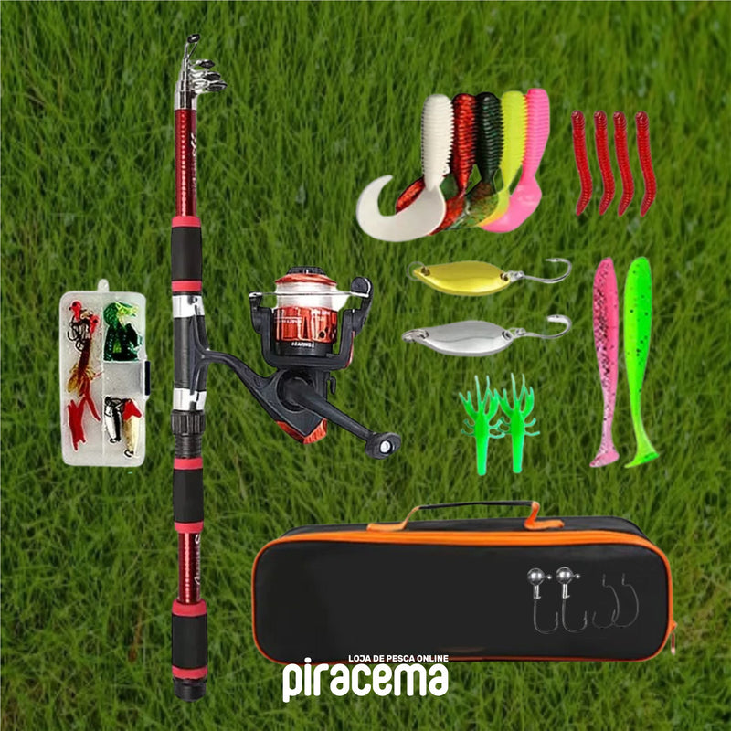 Kit Vara + Molinete + Acessórios Piracema | Bolsa de Brinde